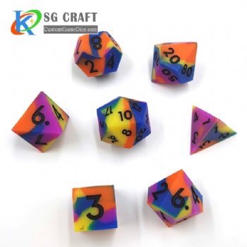 Silicone Dice Mixed Colours 