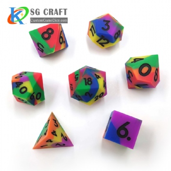 Silicone Dice Mixed Colours 