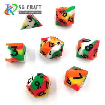 Silicone Dice Mixed Colours with Sharp Edge